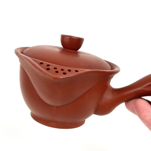 Japanese Tokoname Kyusu Handled Teapot Red Clay (Shuedi) Green Tea 4 oz 118 ml - Picture 2 of 11